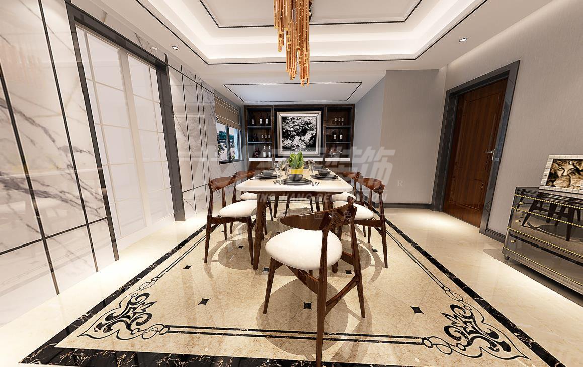 现代轻奢风格室内装修设计效果图-临沧玫瑰园三居125平米