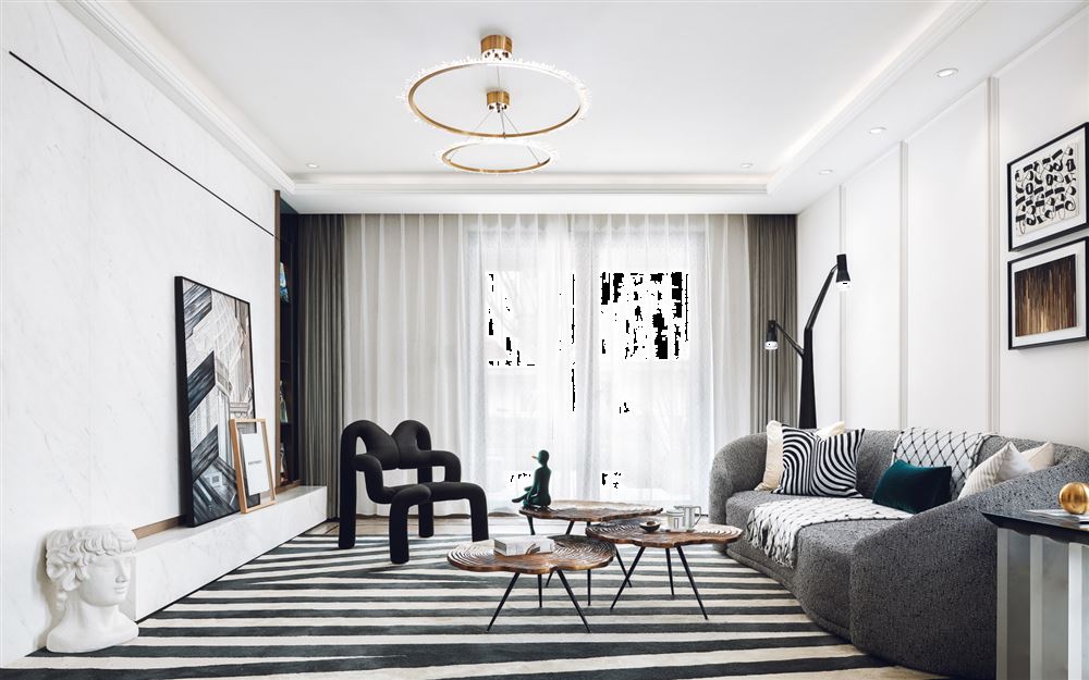 临沧室内装修风尚国际129平米三居-法式轻奢风格室内设计家装案例