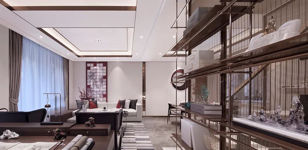 临沧室内装修中和坊别墅230平米-新中式风格别墅室内设计家装案例