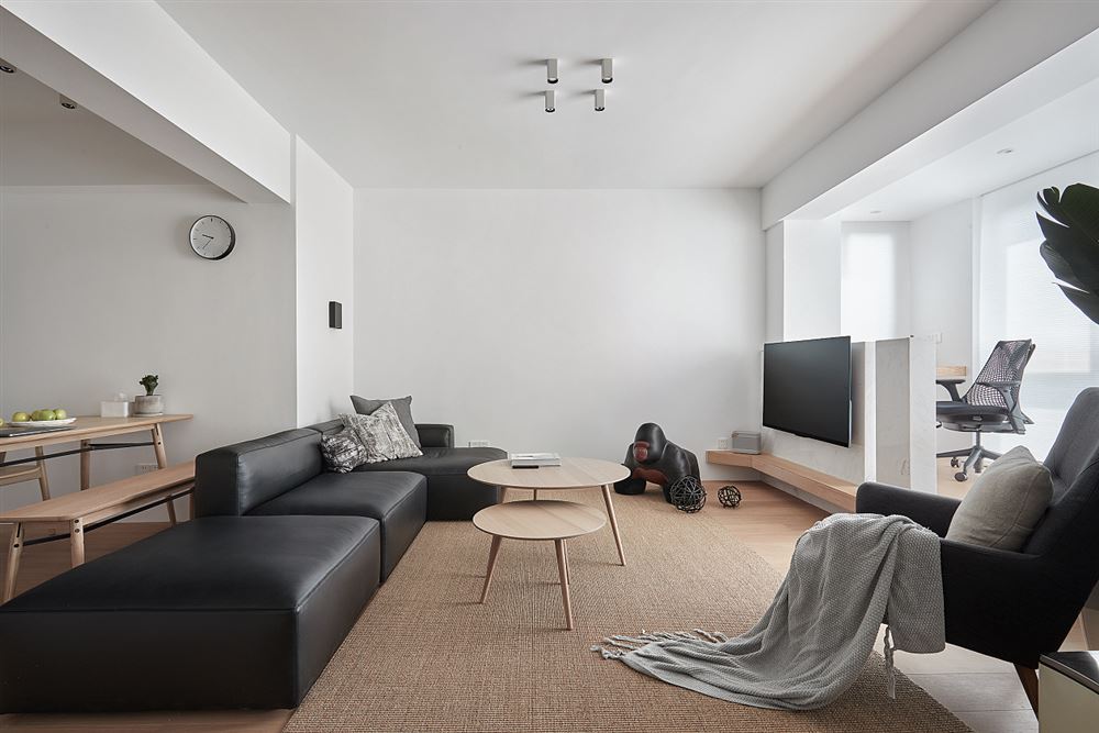 临沧装修设计万科金域中央108平方米三居-现代极简风格室内家装案例效果图