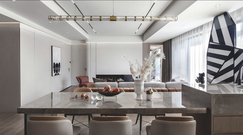 临沧室内装修美的御海东郡160平方米平层-现代轻奢风格室内设计家装案例